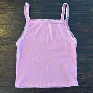 American Eagle Outfitters Pink Lace-Trimmed Cami